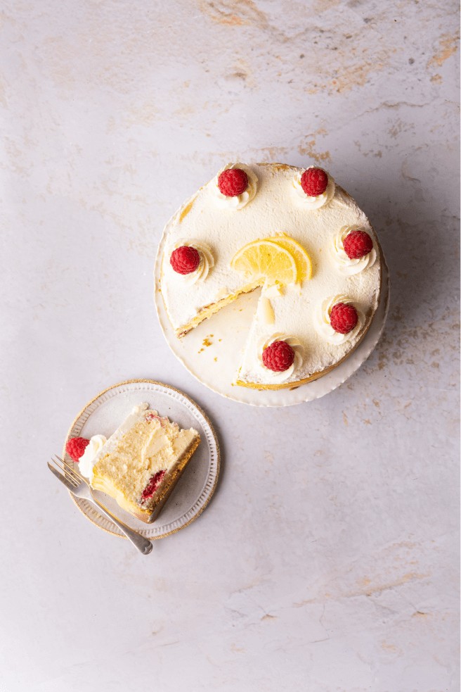 Baked Lemon & Raspberry Cake