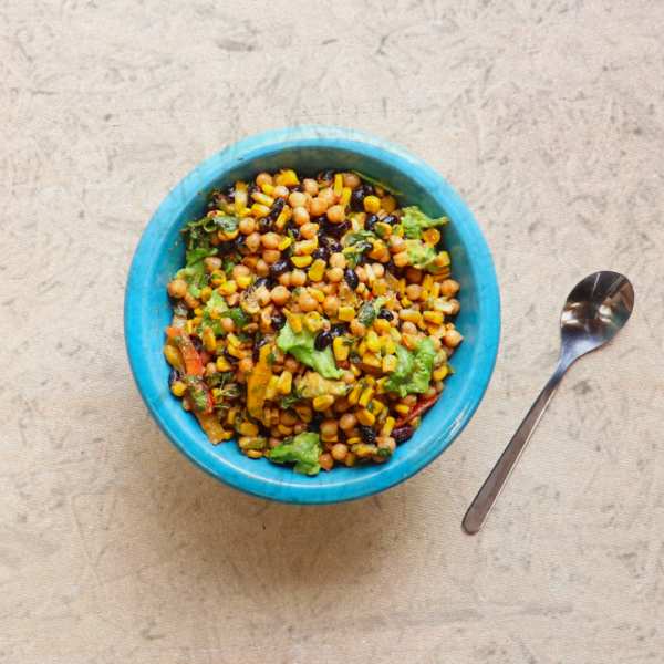 MEXICAN ROAST BABY CORN, CHICKPEA, AVOCADO & RED PEPPER SALAD