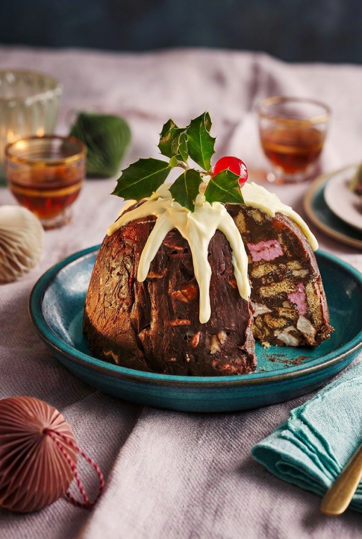 Chocolate Biscuit Xmas Pudding